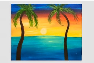 Paint and sip: Beautiful Palm-themed Painting